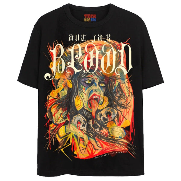 OUT FOR BLOOD T-Shirts DTG Small Black 