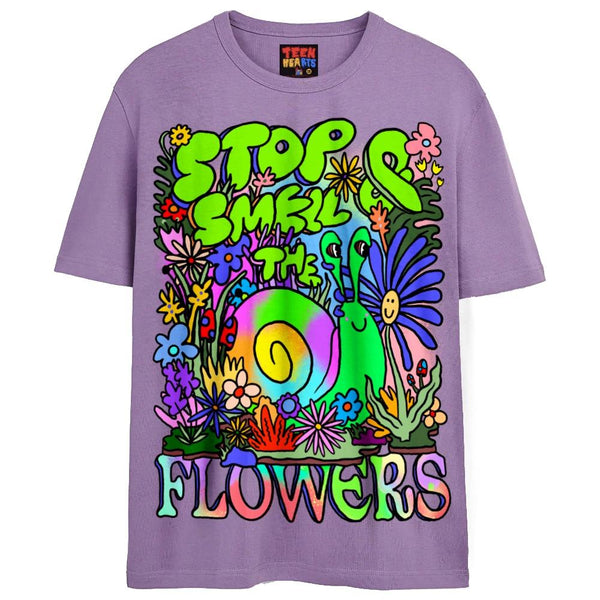 SMELL THE FLOWERS T-Shirts DTG Small Lavender 