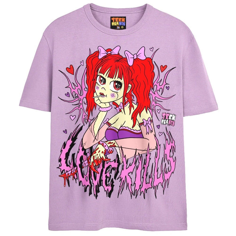 LOVE KILLS T-Shirts DTG Small LAVENDER 