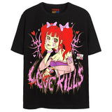 LOVE KILLS T-Shirts DTG Small BLACK 