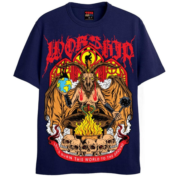 WORSHIP T-Shirts DTG Small Navy 