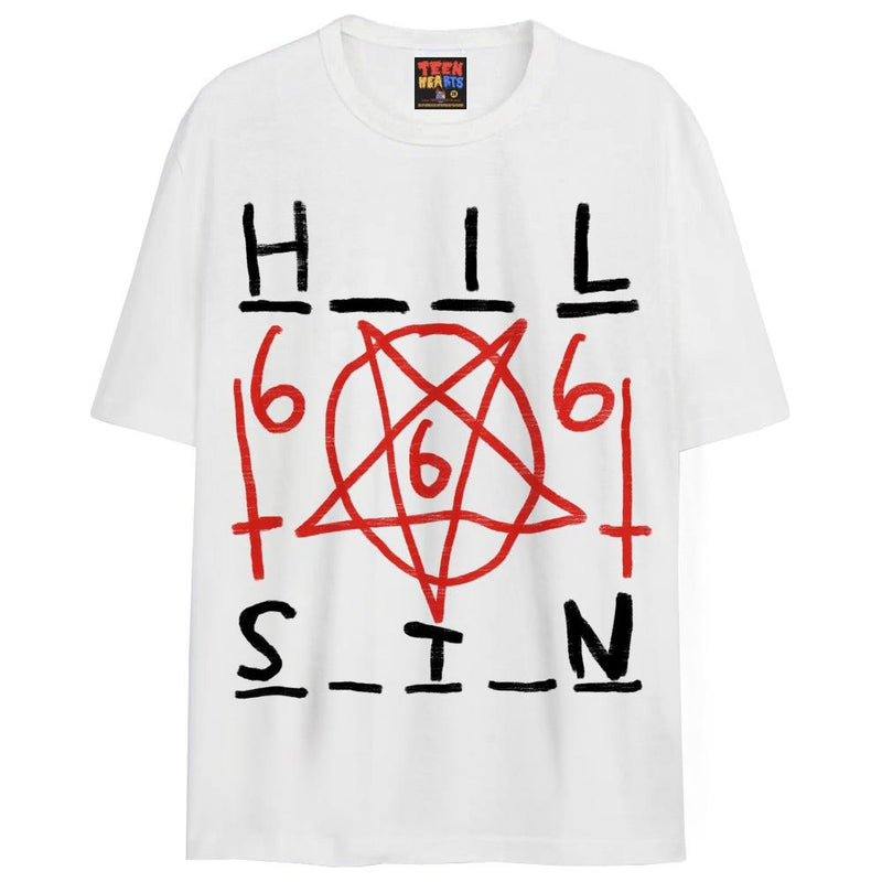 HAIL SATAN T-Shirts DTG Small White 