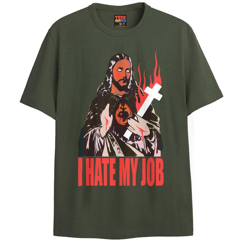 I HATE MY JOB T-Shirts DTG Small Green 