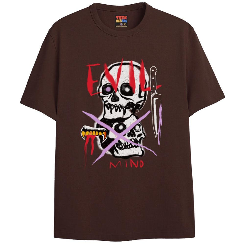 SKULL STACK T-Shirts DTG Small BROWN 