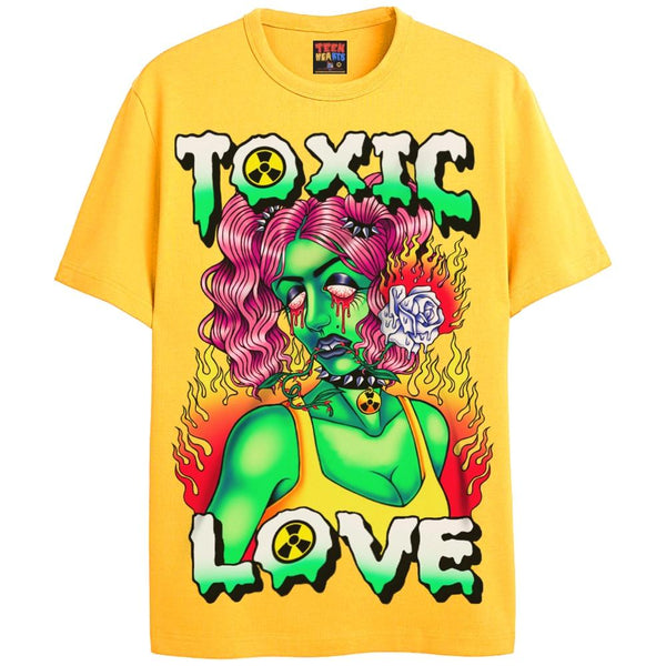 TOXIC LOVE T-Shirts DTG Small YELLOW 