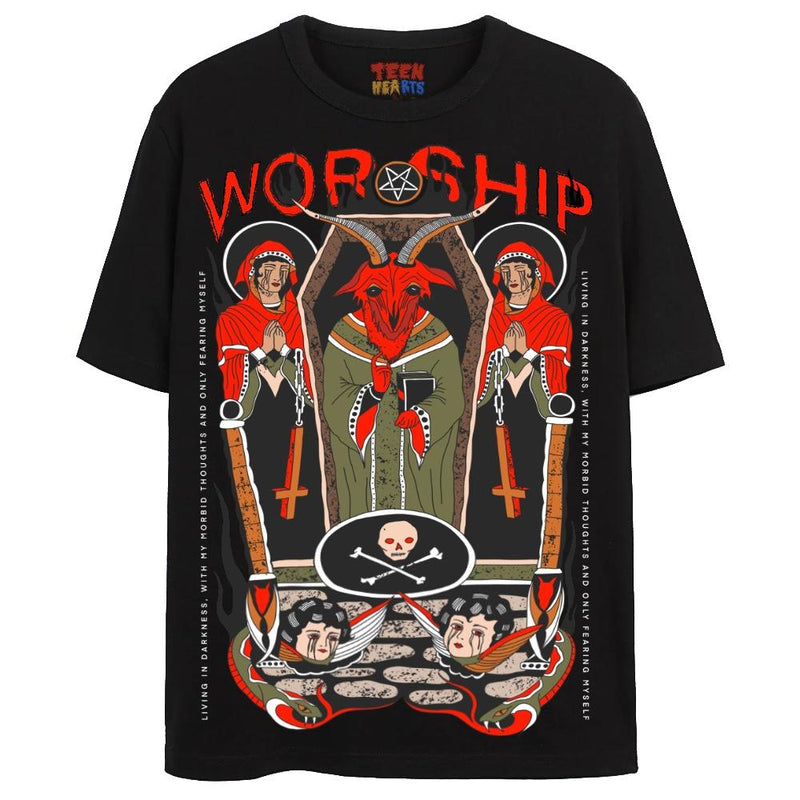 WORSHIP T-Shirts DTG Small BLACK 