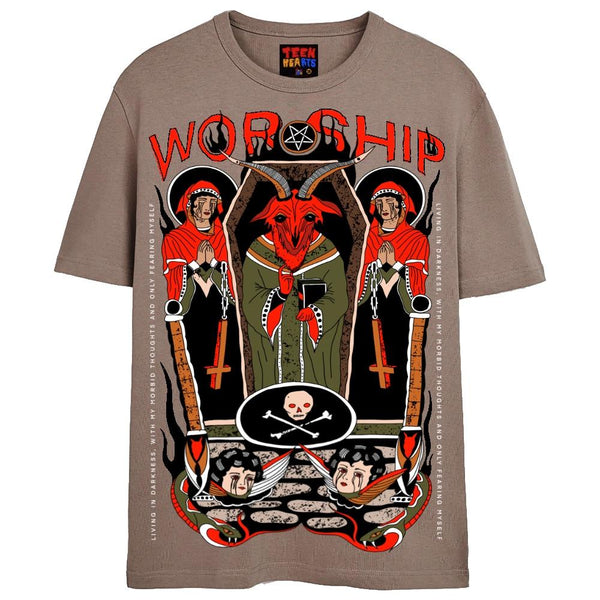 WORSHIP T-Shirts DTG Small SAND 