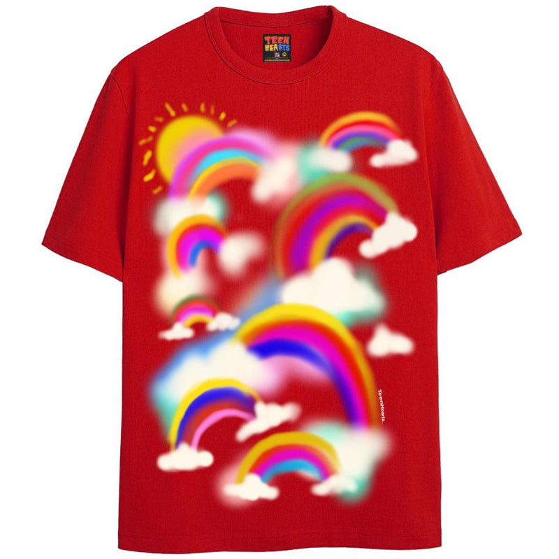 HAZY RAINBOW T-Shirts DTG Small RED 