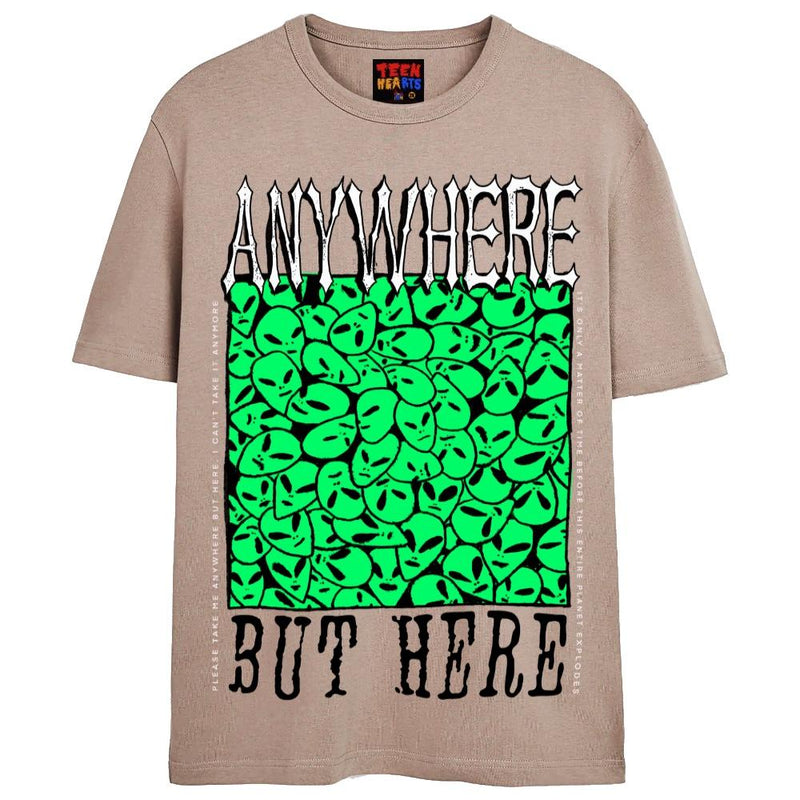 ANYWHERE BUT HERE T-Shirts DTG Small TAN 