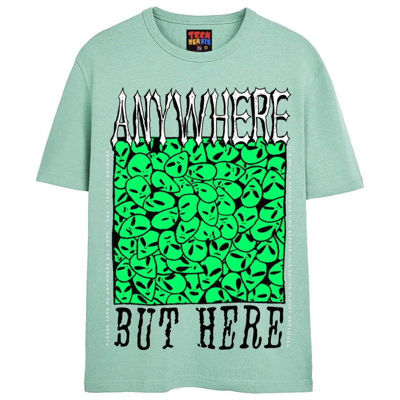 ANYWHERE BUT HERE T-Shirts DTG Small AQUA 