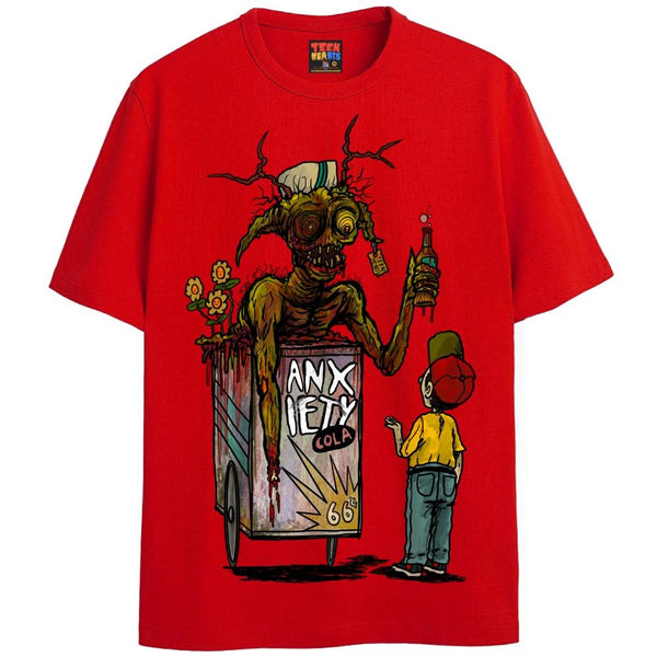 ANXIETY COLA T-Shirts DTG Small Red 