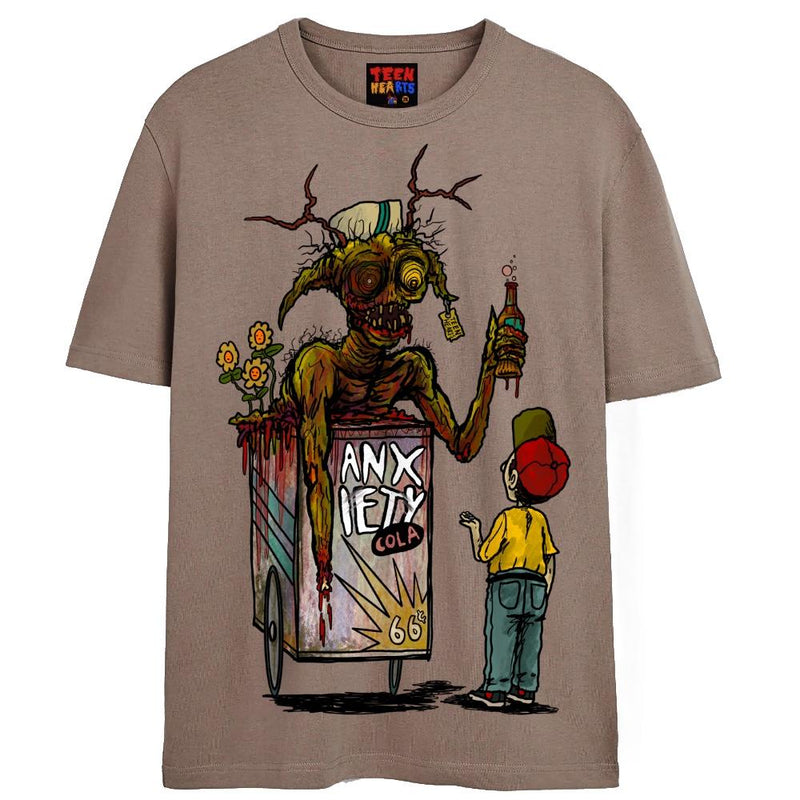 ANXIETY COLA T-Shirts DTG Small Tan 