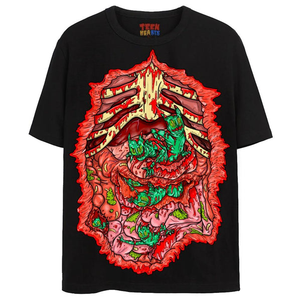 BLOOD + GUTS T-Shirts DTG Small Black 