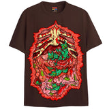 BLOOD + GUTS T-Shirts DTG Small Brown 