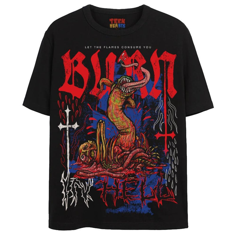 BURN IN HELL T-Shirts DTG Small Black 