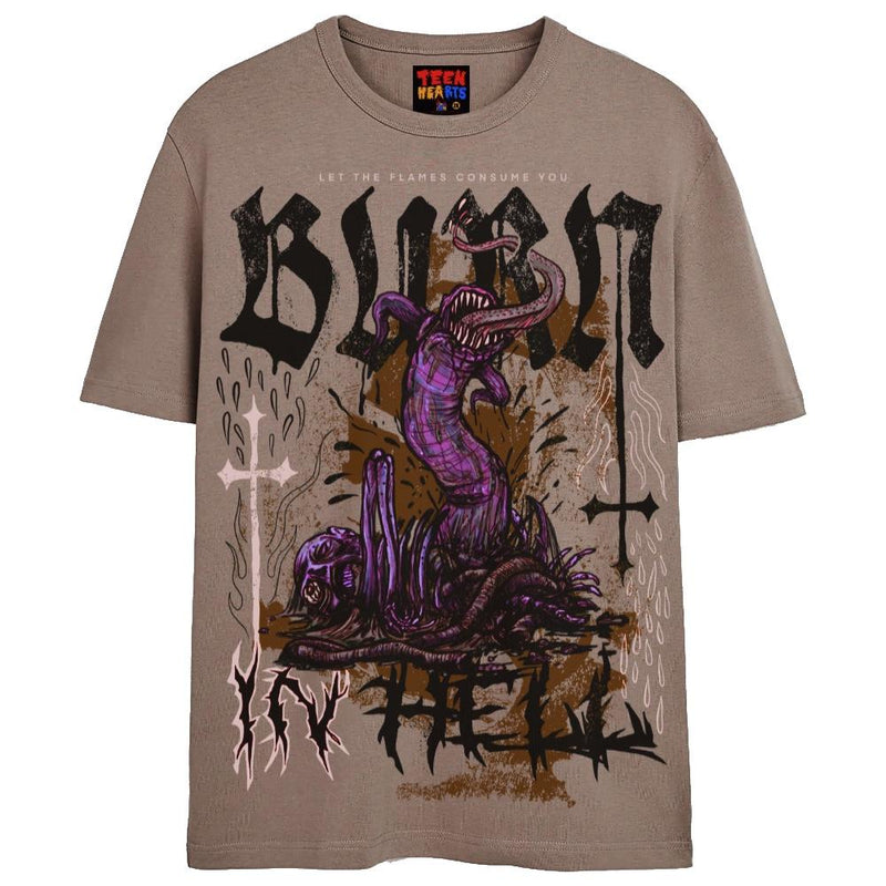 BURN IN HELL T-Shirts DTG Small Tan 