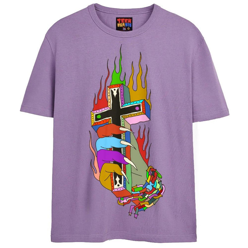 BURNING CROSS T-Shirts DTG Small Lavender 