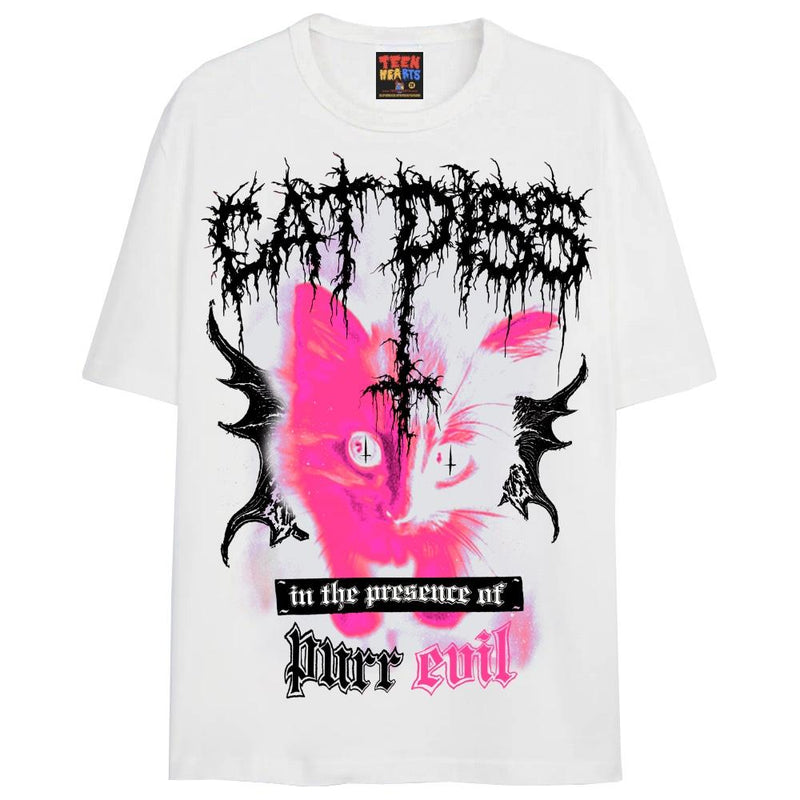 CAT METAL T-Shirts DTG Small White 