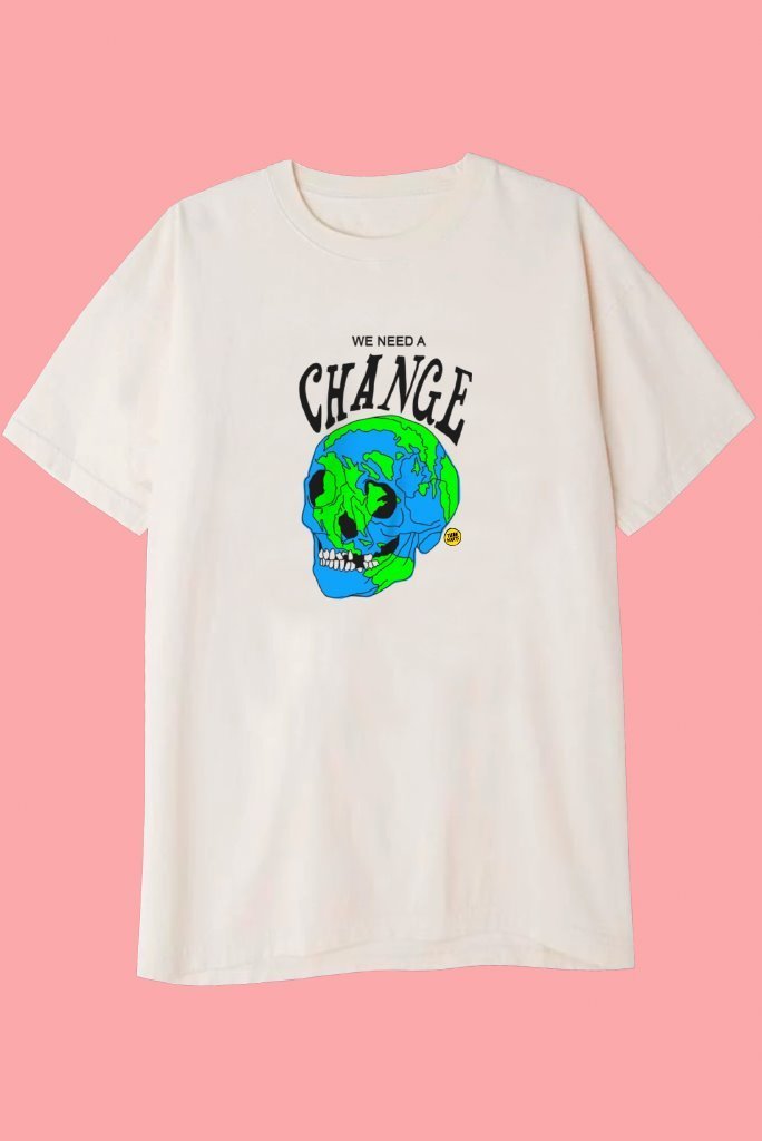 WE NEED A CHANGE T-Shirts DTG Small CREAM 