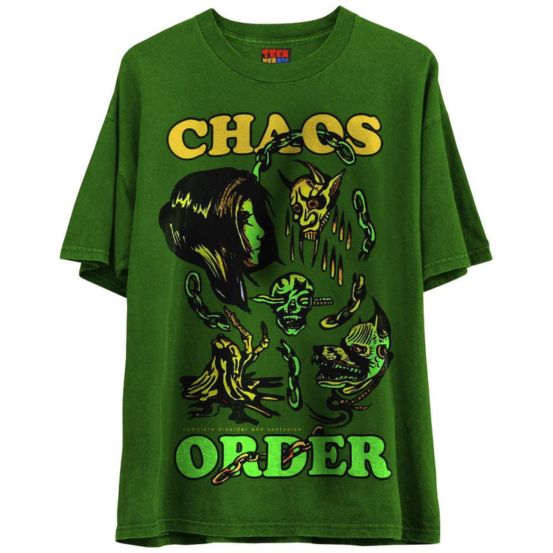 CHAOS / ORDER T-Shirts DTG Small GREEN 