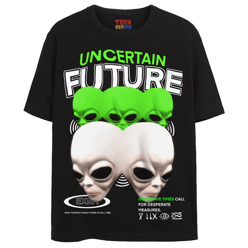 UNCERTAIN FUTURE T-Shirts DTG Small BLACK 