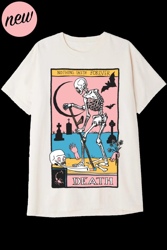 DEATH TAROT CARD T-Shirts DTG Small CREAM 
