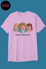 THE DEVIL MADE ME DO IT T-Shirts DTG Small PASTEL PURPLE 