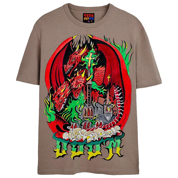 DOOM DRAGON T-Shirts DTG Small Tan 