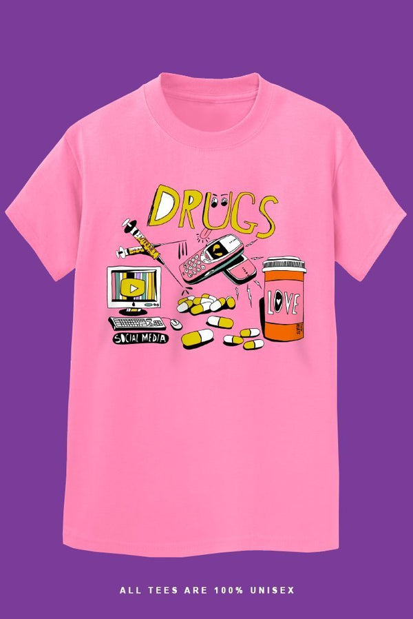 DRUGS T-Shirts DTG Small CANDY PINK 