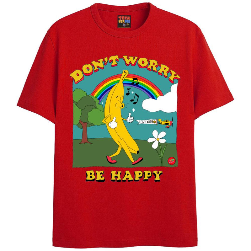 DON'T WORRY T-Shirts DTG Small RED 