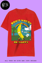 DON'T WORRY BE HAPPY T-Shirts DTG Small red 