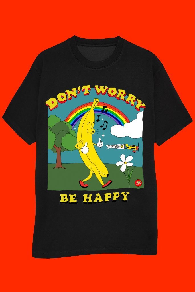 DON'T WORRY BE HAPPY T-Shirts DTG Small black 