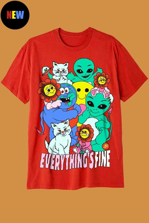 EVERYTHING'S FINE T-Shirts DTG Small Red 