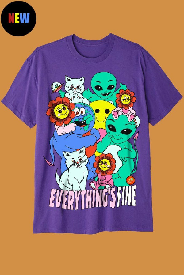 EVERYTHING'S FINE T-Shirts DTG Small Purple 