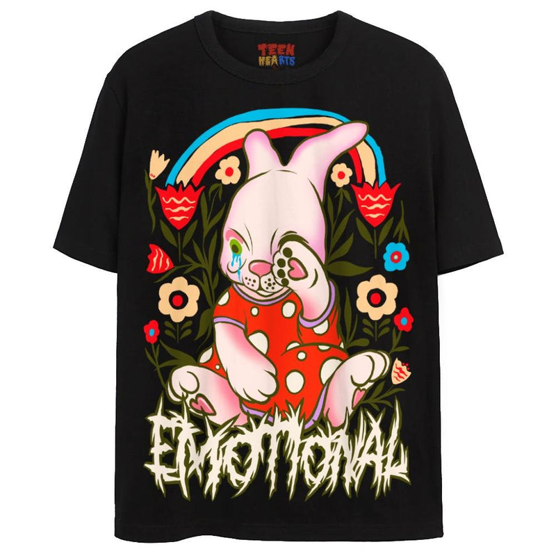 EMOTIONAL BUNNY T-Shirts DTG Small Black 