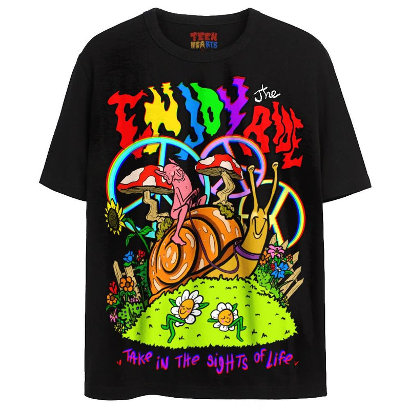 ENJOY THE RIDE T-Shirts DTG Small Black 