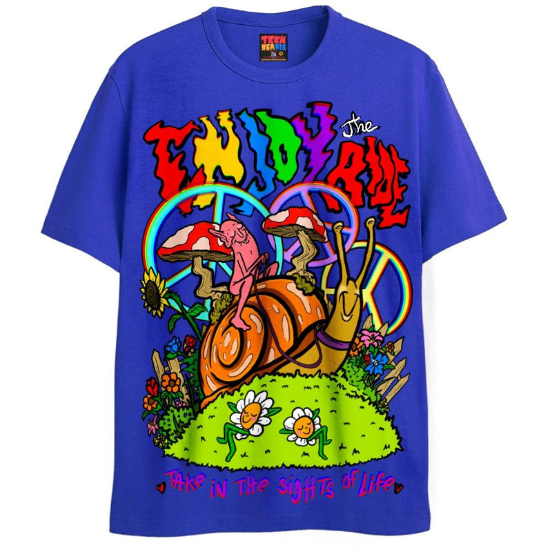ENJOY THE RIDE T-Shirts DTG Small Blue 