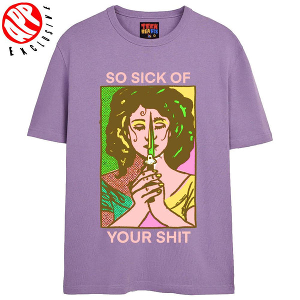 SICK OF YOU T-Shirts DTG Small LAVENDER 