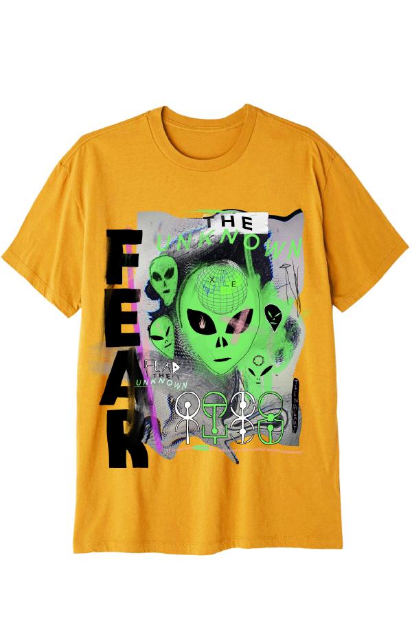 FEAR THE UNKNOWN T-Shirts DTG Small GOLD 