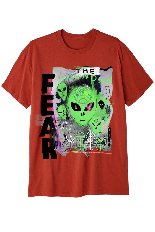 FEAR THE UNKNOWN T-Shirts DTG Small RED 