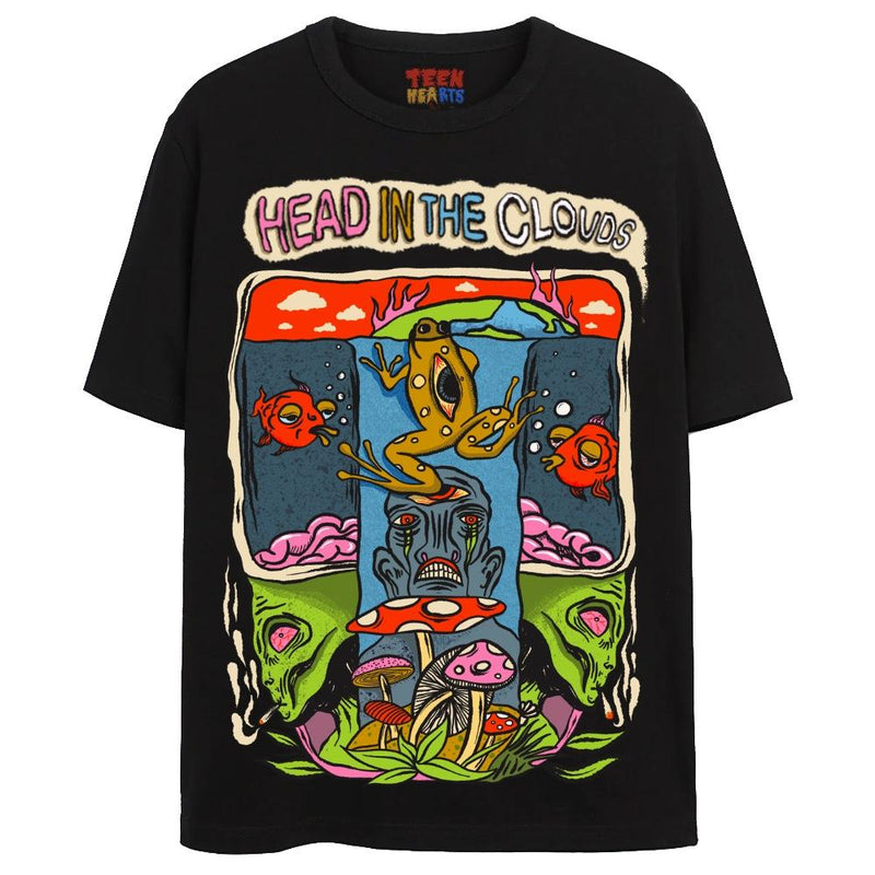 HEAD IN THE CLOUDS T-Shirts DTG Small Black 