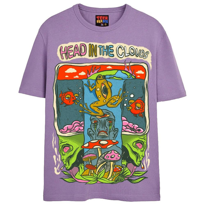 HEAD IN THE CLOUDS T-Shirts DTG Small Lavender 