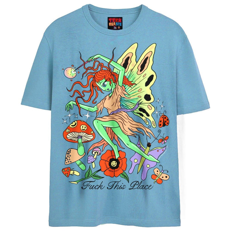 F THIS PLACE T-Shirts DTG Small Blue 