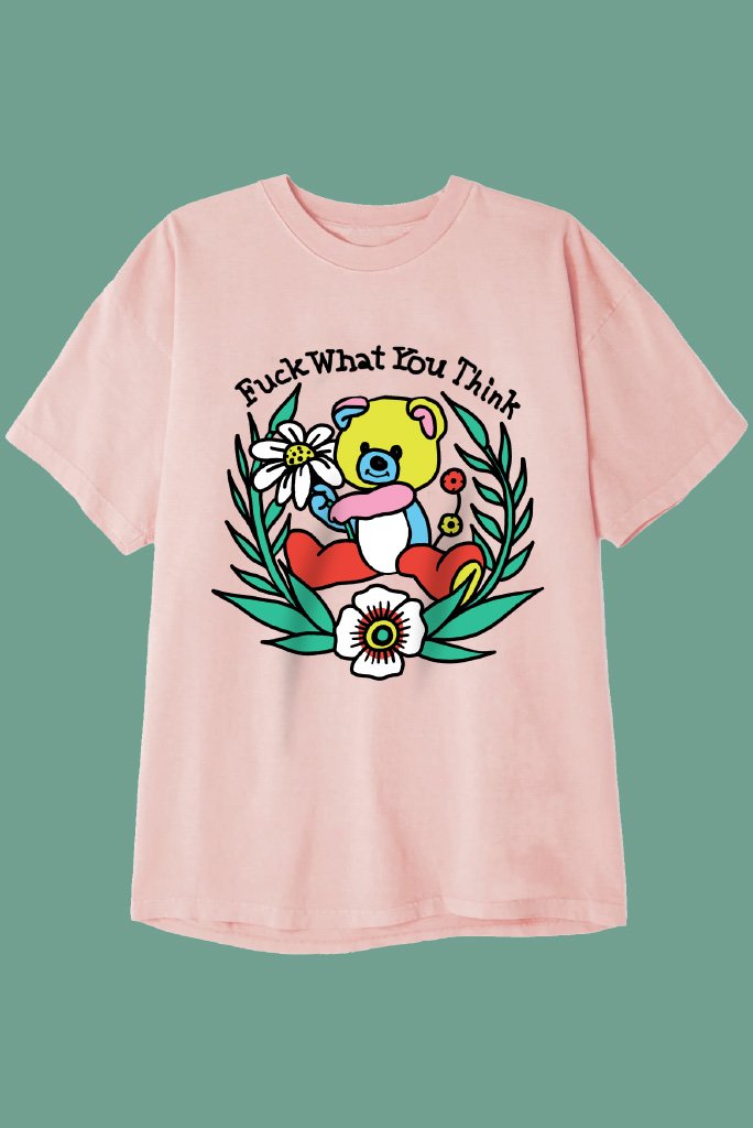 FUCK WHAT YOU THINK T-Shirts DTG Small PASTEL PINK 