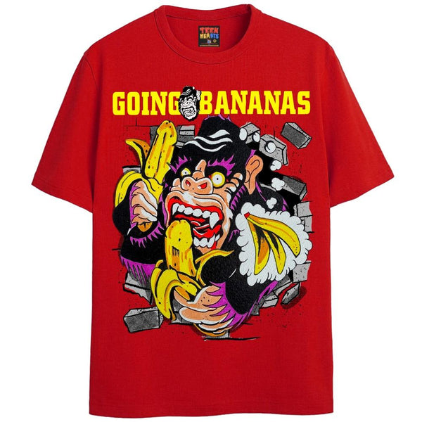 GOING BANANAS T-Shirts DTG Small Red 