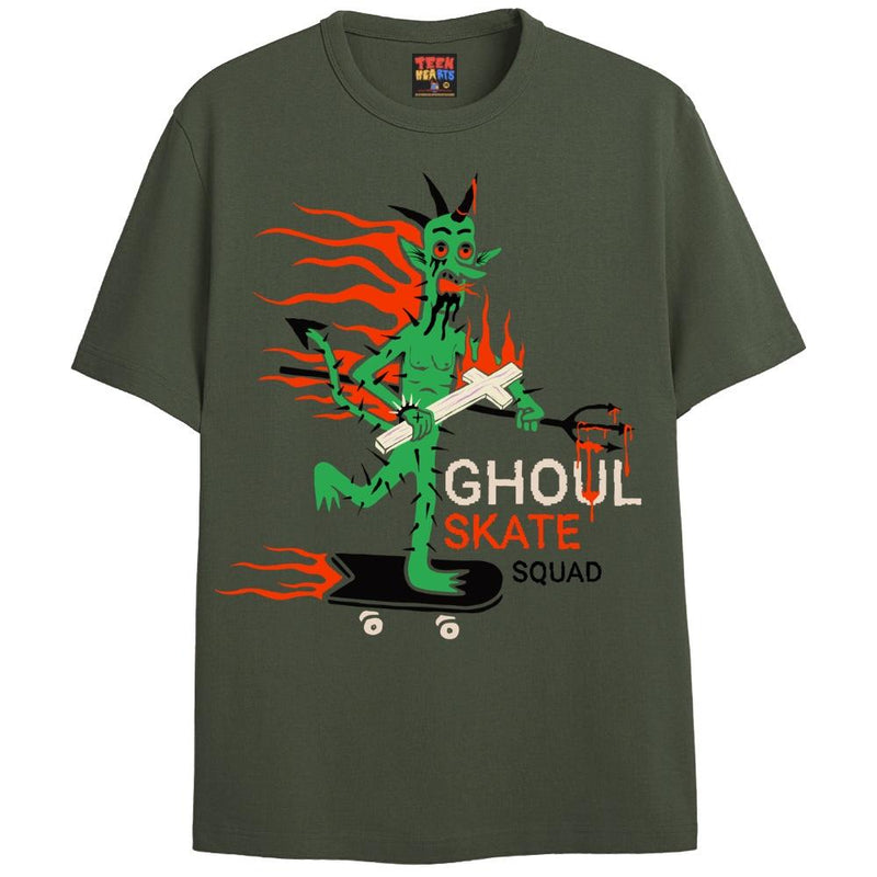 GHOUL SKATE SQUAD T-Shirts DTG Small Green 
