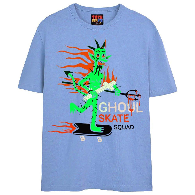GHOUL SKATE SQUAD T-Shirts DTG Small Blue 