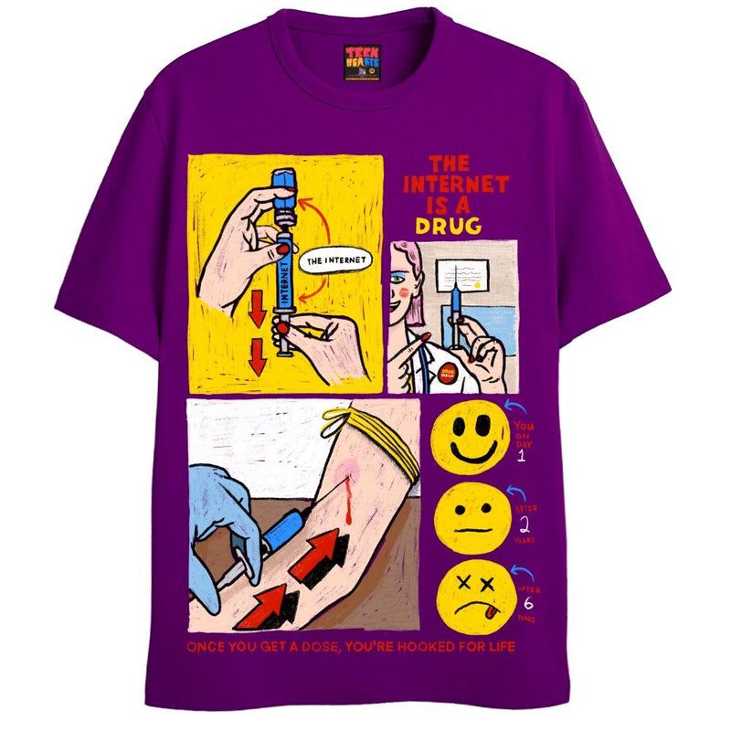 HOOKED ON THE INTERNET T-Shirts DTG Small Purple 