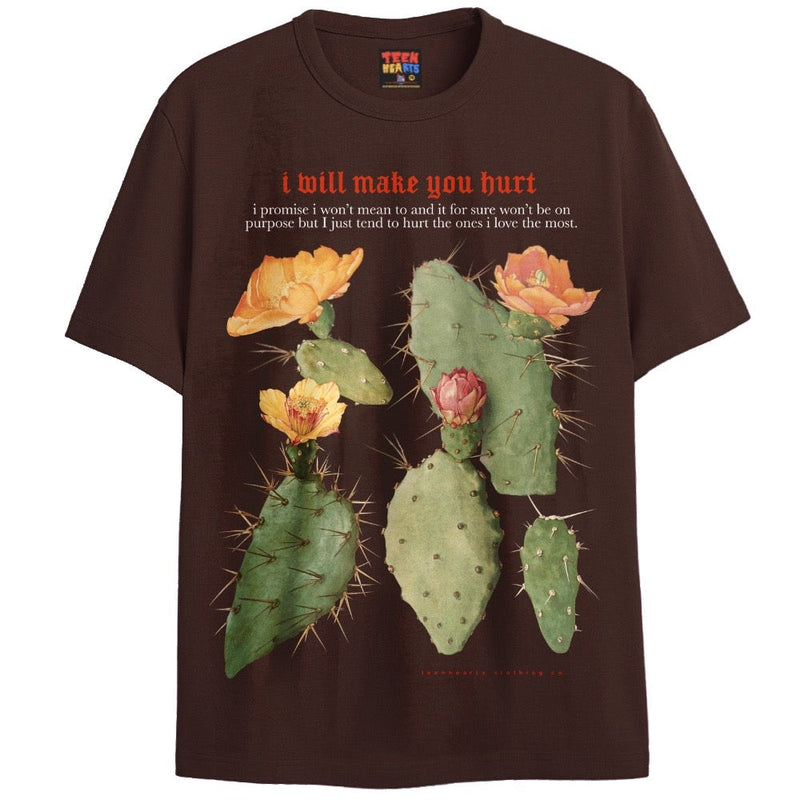 I WILL HURT YOU T-Shirts DTG Small Brown 