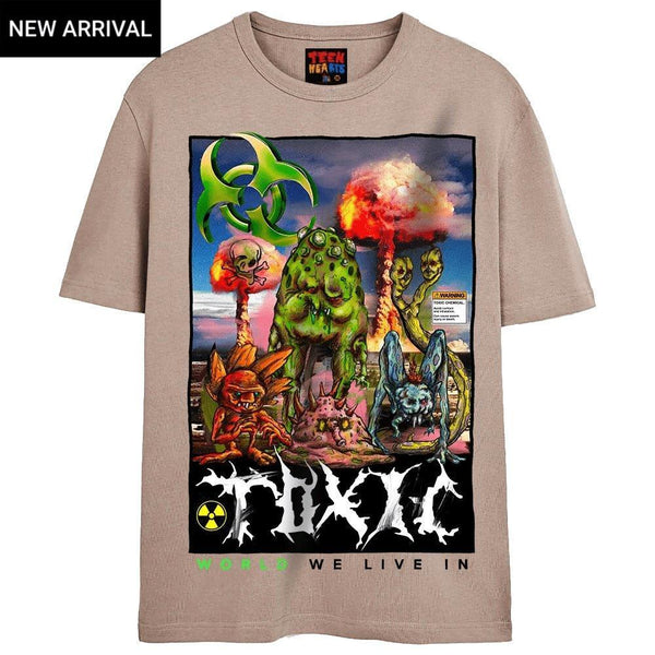 TOXIC WORLD T-Shirts DTG Small TAN 